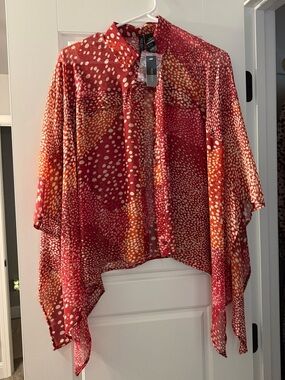 Bisou Bisou Orange Dot Flowing Blouse